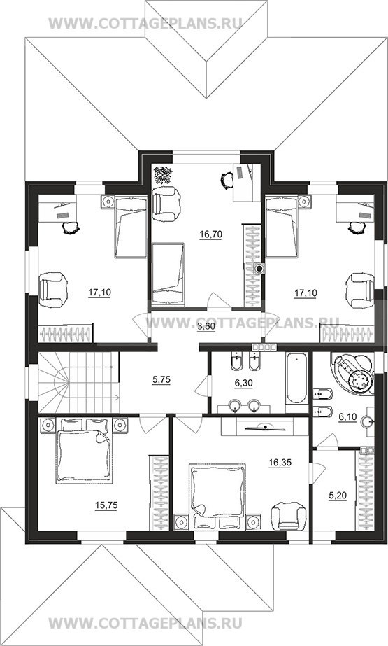 Поэтажные планы проект дома 92-66 общ. площадь 225,60 м2