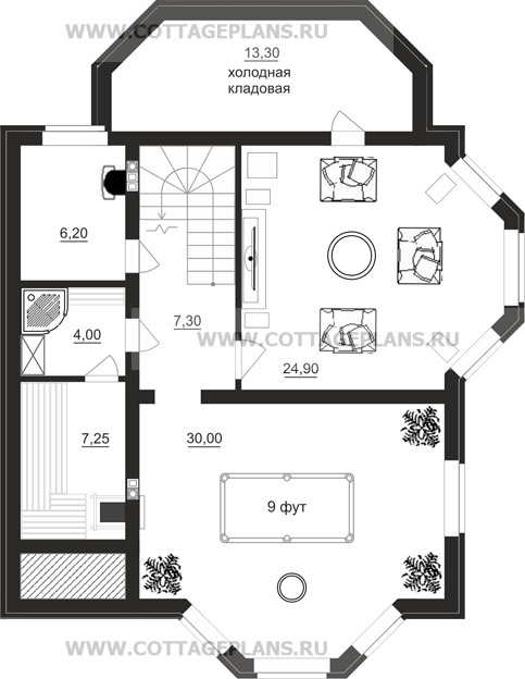 Поэтажные планы проект дома 93-01 общ. площадь 231,87 м2