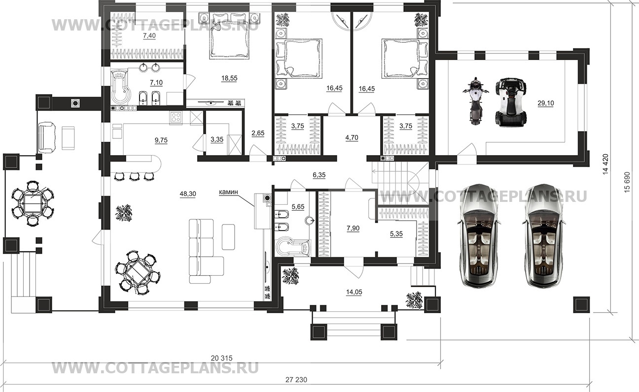 Поэтажные планы проект дома 28-70 общ. площадь 362,35 м2