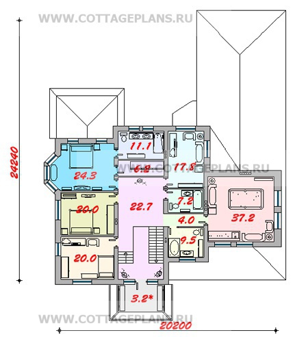 Поэтажные планы проект дома 46-02 общ. площадь 498,4 м2