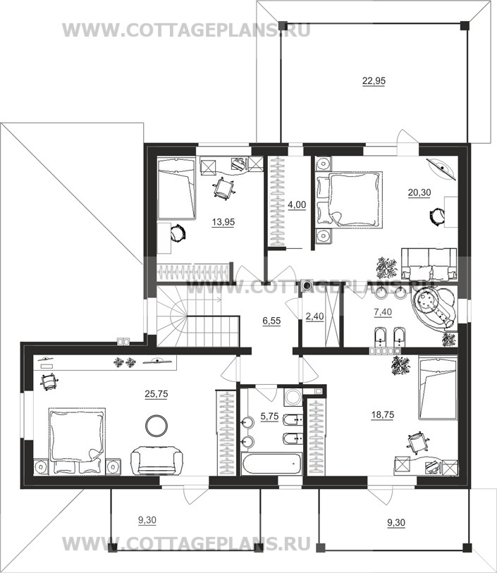 Поэтажные планы проект дома 74-50 общ. площадь 246,15 м2