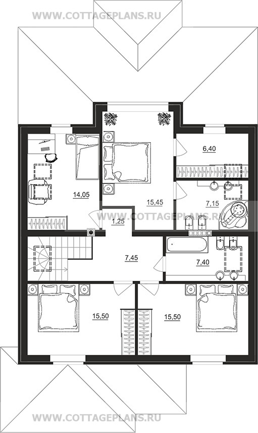 Поэтажные планы проект дома 206-25 общ. площадь 187,40 м2