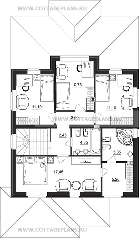 Поэтажные планы проект дома 29-64 общ. площадь 150,05 м2