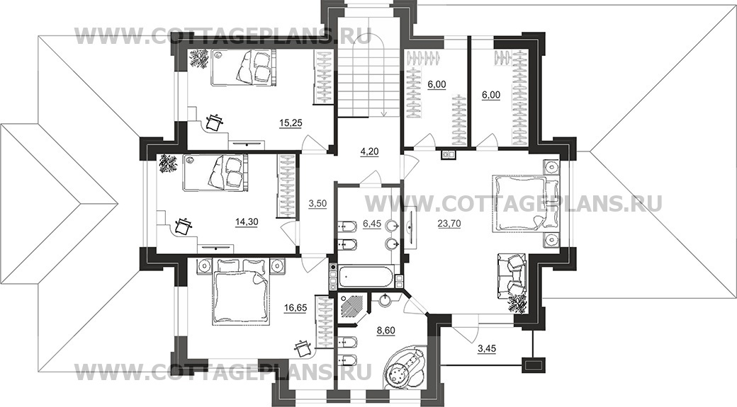 Поэтажные планы проект дома 200-88 общ. площадь 242,50 м2