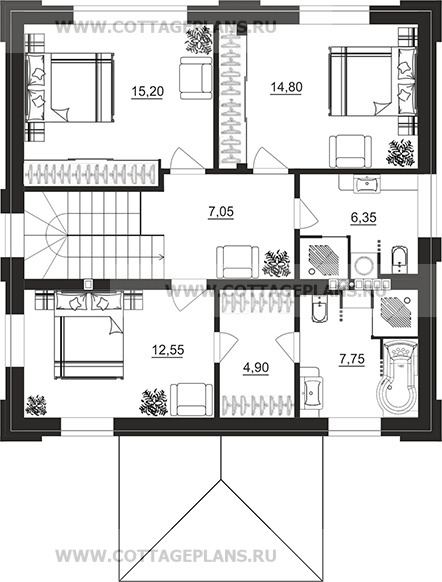 Поэтажные планы проект дома 206-33 общ. площадь 129,00 м2