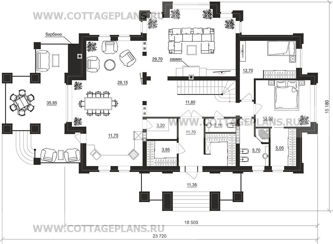 Поэтажные планы проект дома 103-24 общ. площадь 446,00 м2