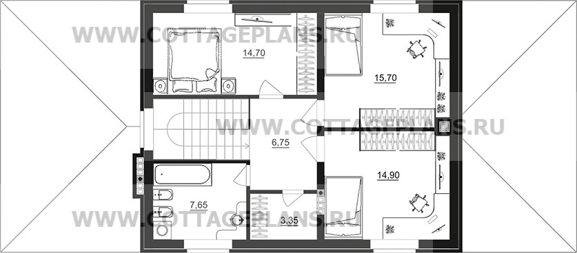Поэтажные планы проект дома 96-45 общ. площадь 254,25 м2
