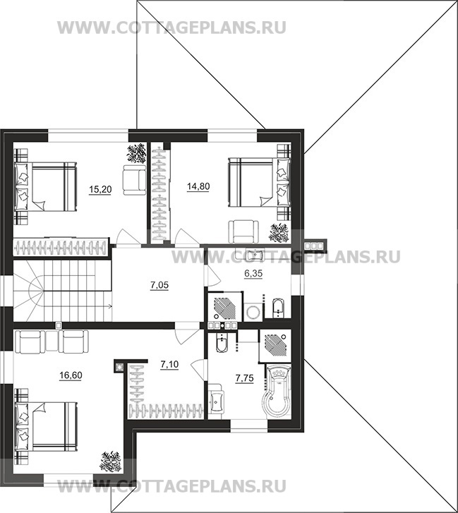 Поэтажные планы проект дома 206-98 общ. площадь 190,05м2