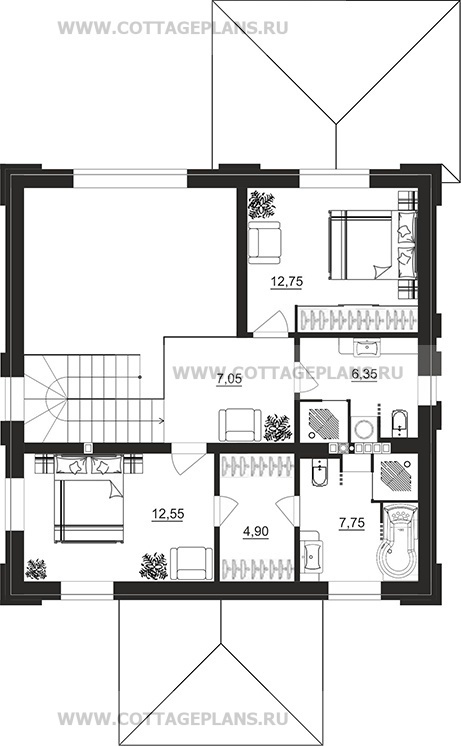 Поэтажные планы проект дома 106-44 общ. площадь 122,55 м2