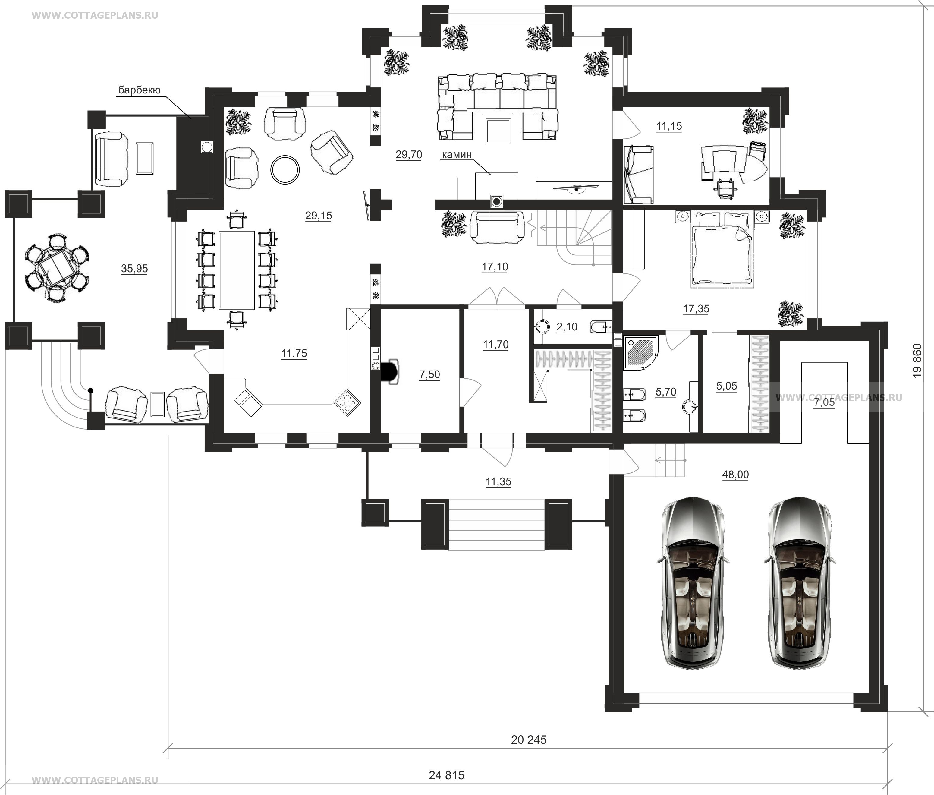 Поэтажные планы проект дома 100-35 общ. площадь 344,70 м2