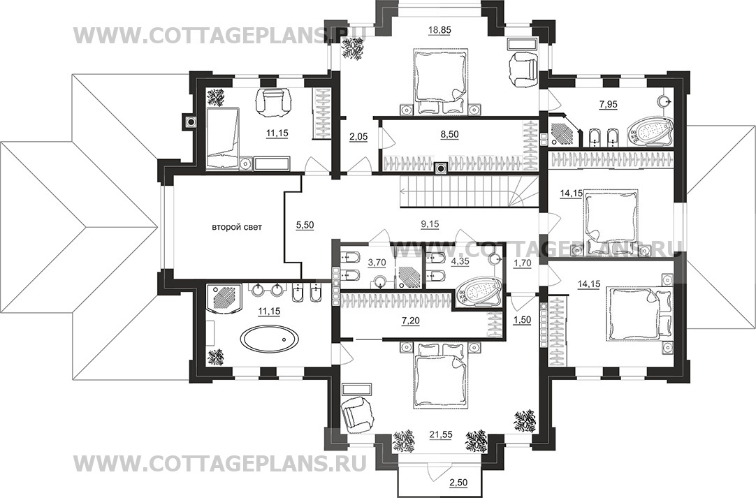 Поэтажные планы проект дома 201-34 общ. площадь 431,95 м2