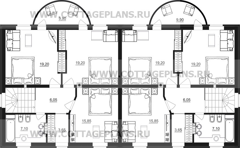 Поэтажные планы проект дома 26-36 общ. площадь 303,20 м2
