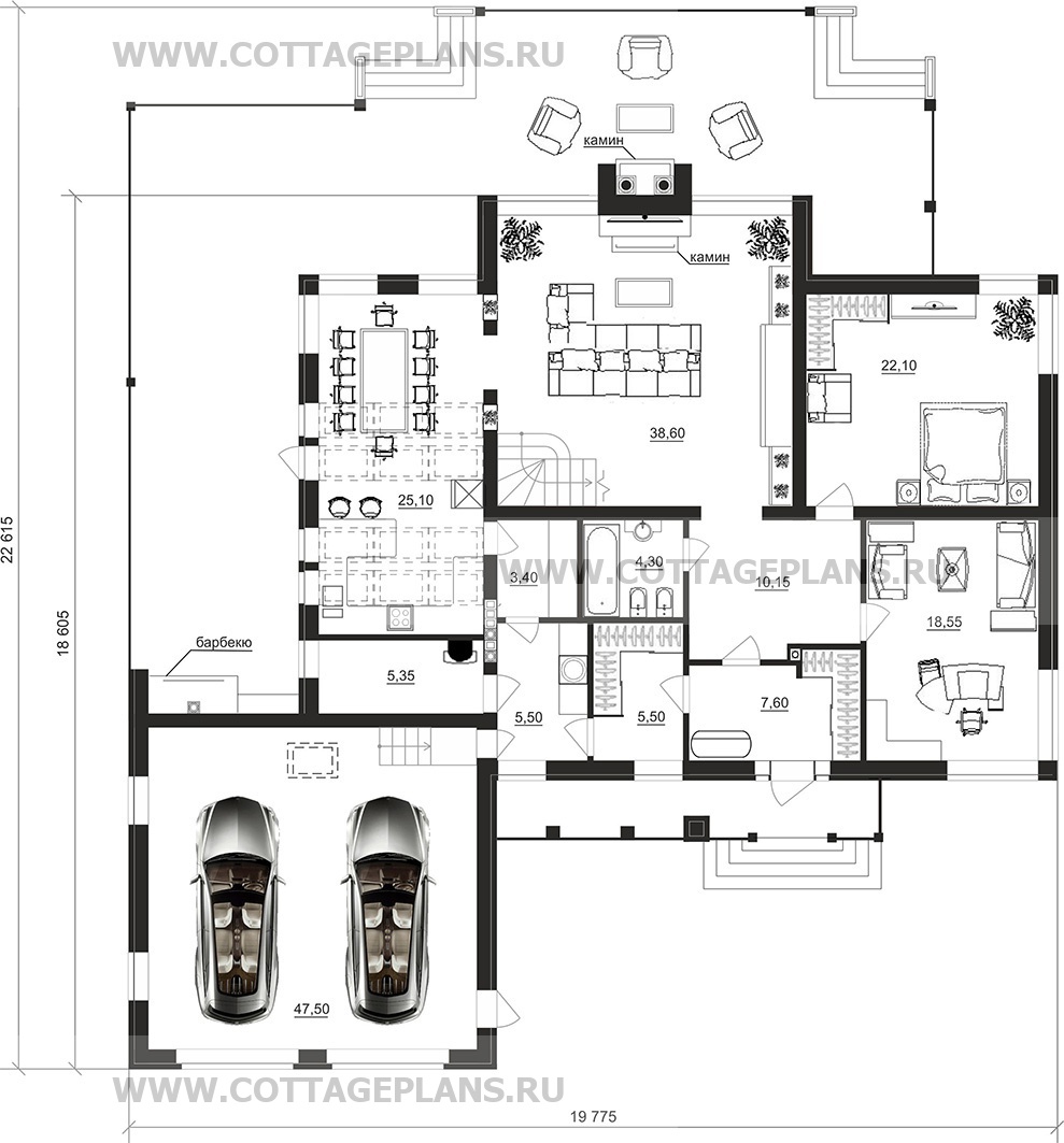 Поэтажные планы проект дома 201-07 общ. площадь 448,10 м2