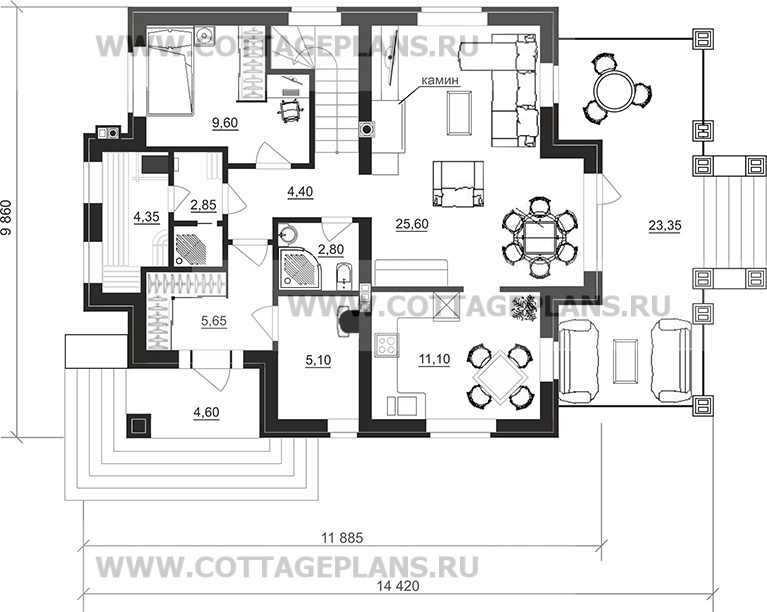 Поэтажные планы проект дома 100-41 общ. площадь 142,55 м2