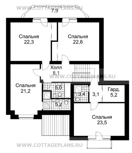 Поэтажные планы проект дома 30-21 общ. площадь 380,1м2