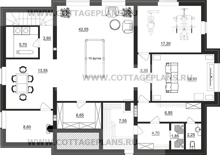 Поэтажные планы проект дома 91-53 общ. площадь 281,55 м2