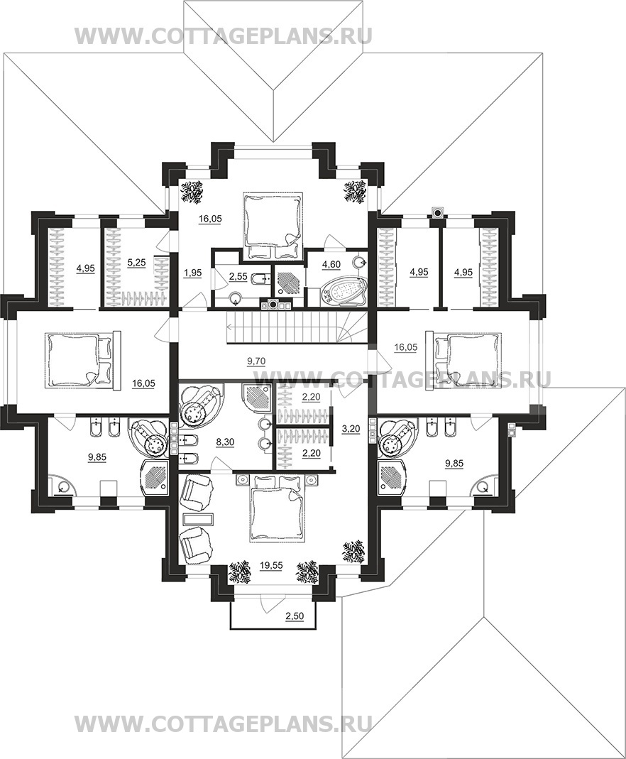 Поэтажные планы проект дома 202-20 общ. площадь 328,90 м2