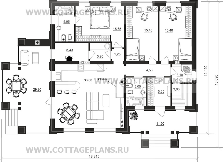 Поэтажные планы проект дома 27-77 общ. площадь 122,90 м2