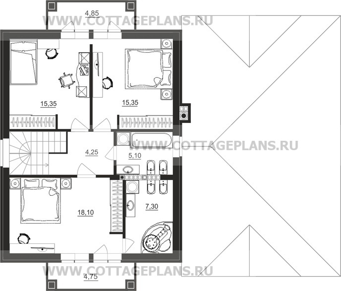 Поэтажные планы проект дома 87-81 общ. площадь 169,45 м2