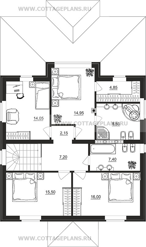 Поэтажные планы проект дома 93-57 общ. площадь 263,65 м2
