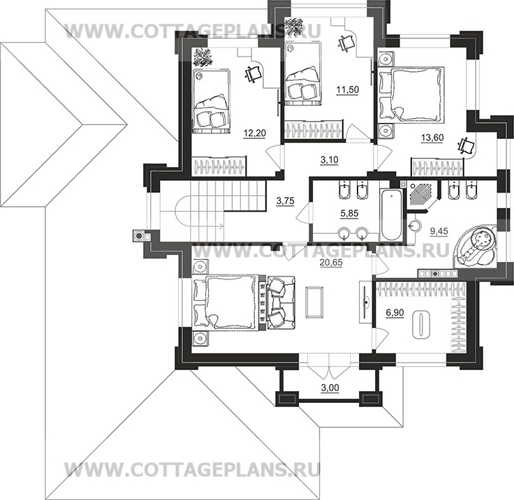 Поэтажные планы проект дома 200-96 общ. площадь 208,65 м2