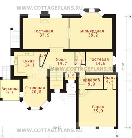 Поэтажные планы проект дома 47-77 общ. площадь 474,5 м2
