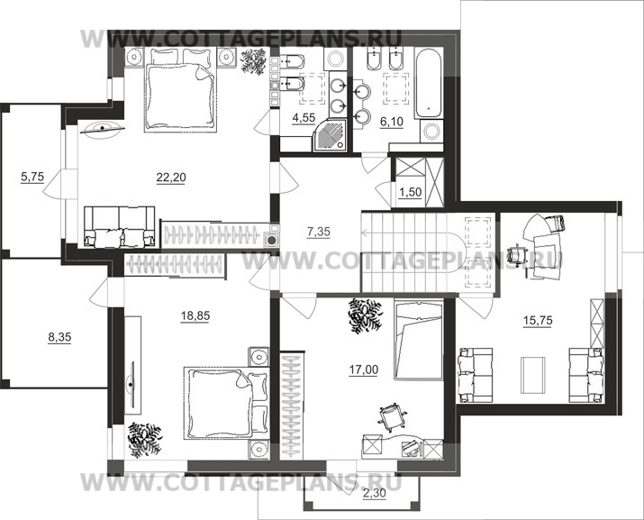 Поэтажные планы проект дома 14-61 общ. площадь 305,65 м2