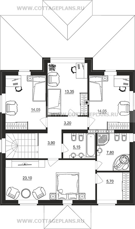 Поэтажные планы проект дома 93-57 общ. площадь 263,65 м2