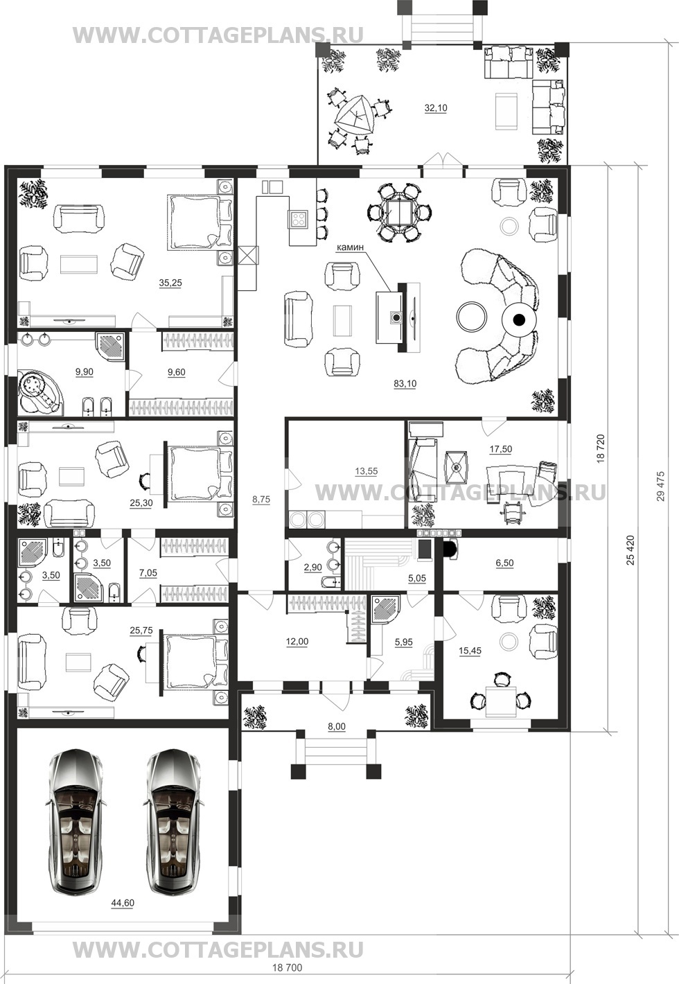 Поэтажные планы проект дома 27-06 общ. площадь 335,30м2