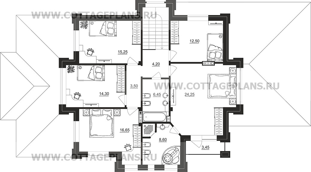 Поэтажные планы проект дома 200-88 общ. площадь 242,50 м2