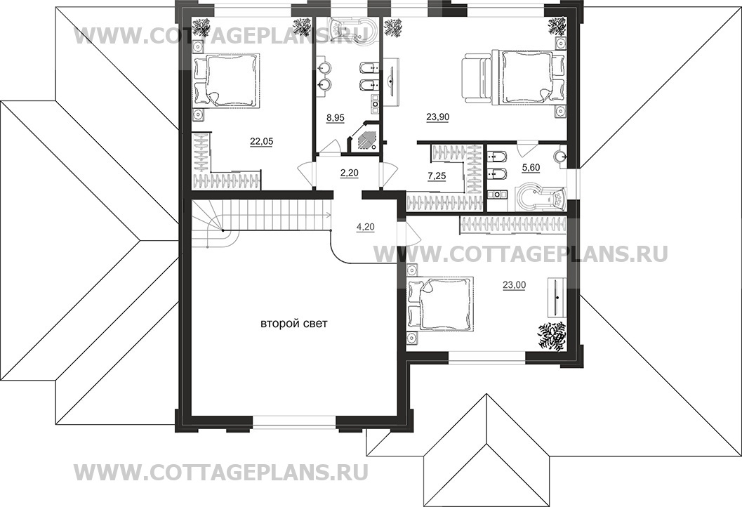 Поэтажные планы проект дома 204-94 общ. площадь 289,80 м2