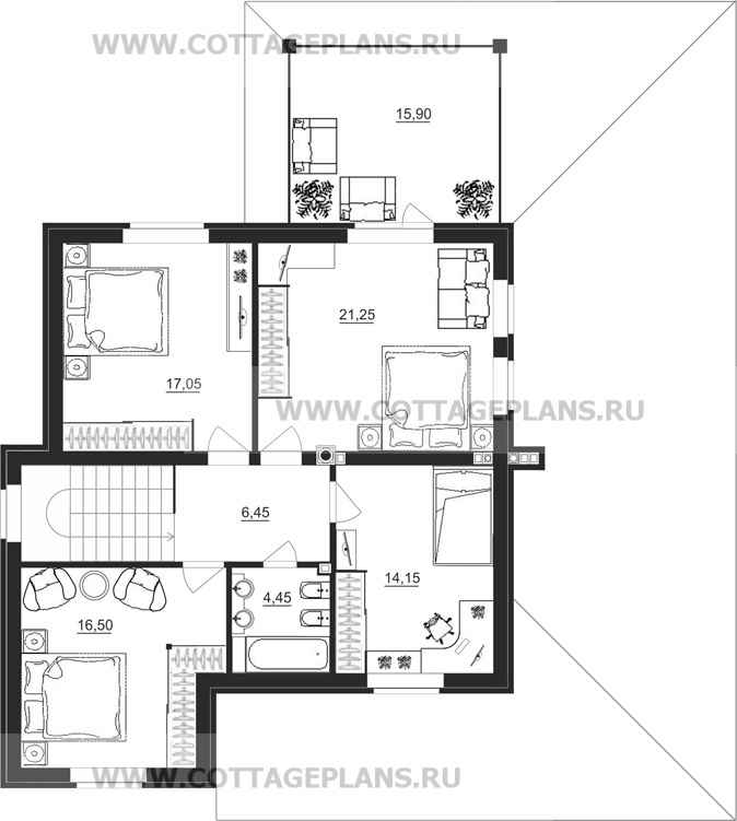 Поэтажные планы проект дома 13-03 общ. площадь 198,60 м2