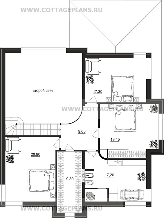 Поэтажные планы проект дома 204-66 общ. площадь 216,40 м2