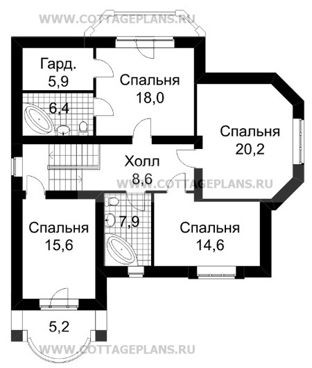 Поэтажные планы проект дома 30-13 общ. площадь 302,2м2
