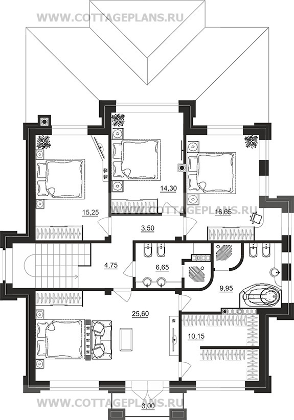 Поэтажные планы проект дома 201-76 общ. площадь 317,80 м2