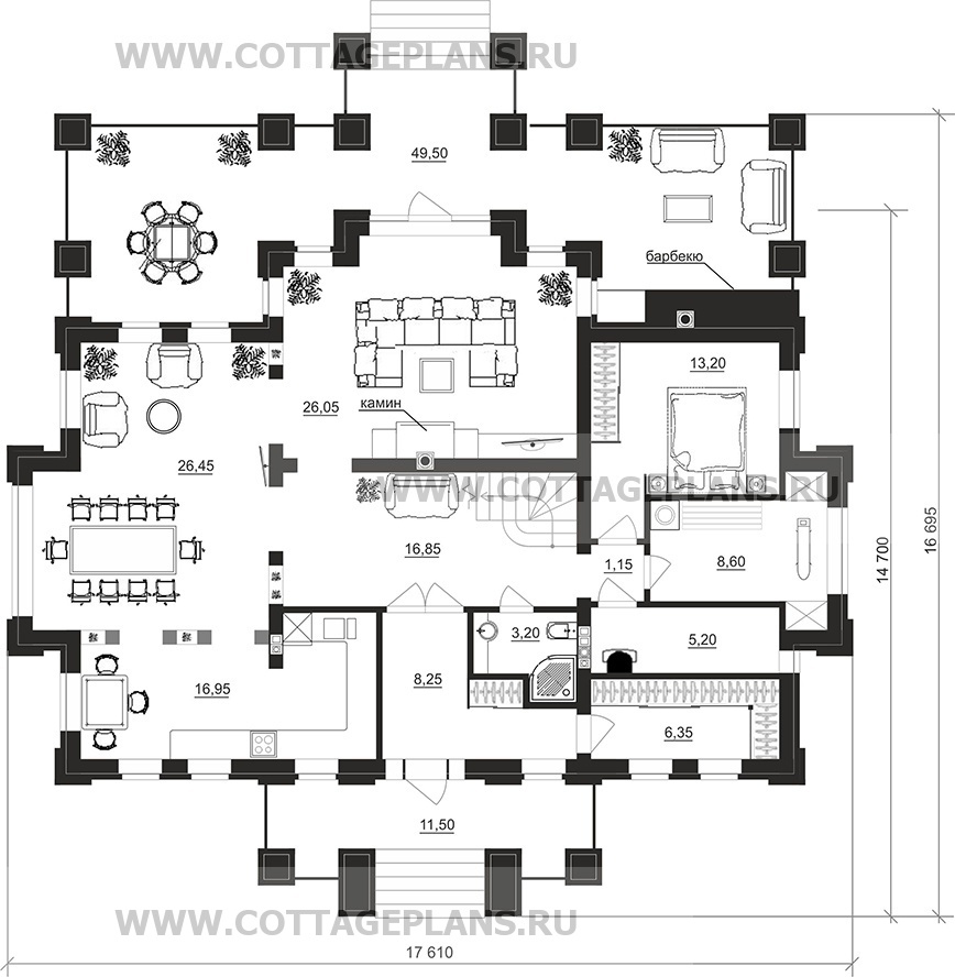 Поэтажные планы проект дома 100-10 общ. площадь 254,90 м2