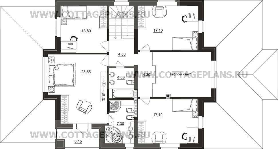 Поэтажные планы проект дома 98-26 общ. площадь 366,95м2