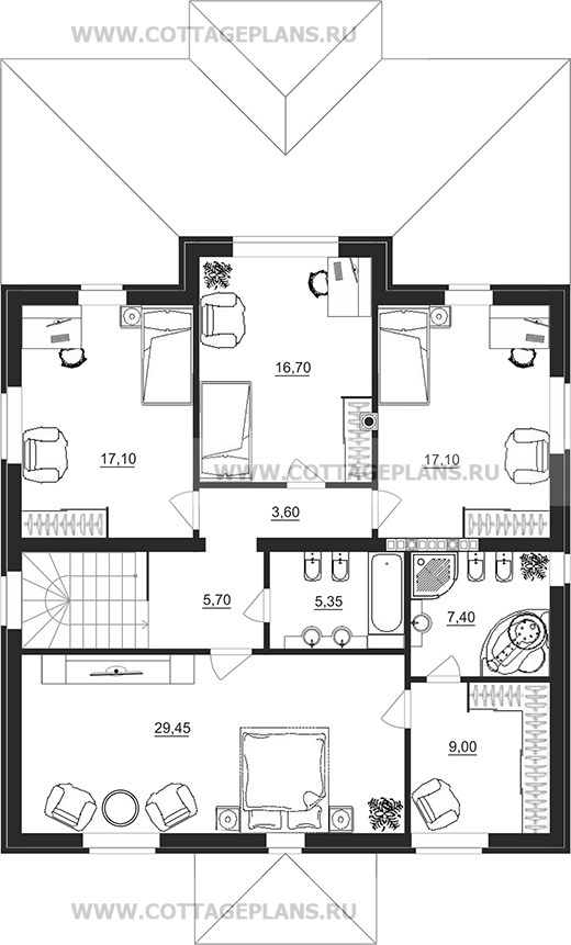 Поэтажные планы проект дома 71-58 общ. площадь 321,10 м2