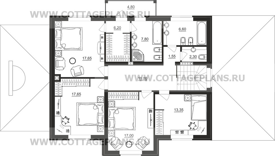 Поэтажные планы проект дома 92-17 общ. площадь 226,35 м2