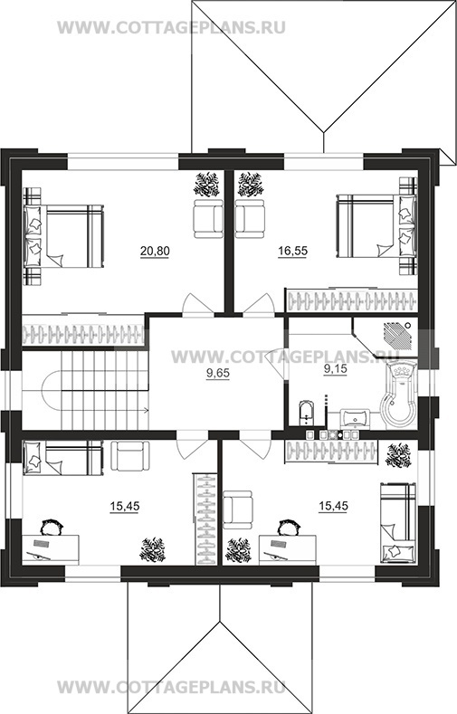 Поэтажные планы проект дома 206-47 общ. площадь 174,30м2