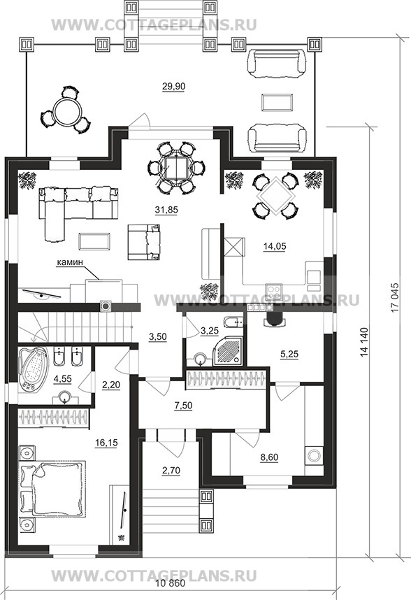 Поэтажные планы проект дома 206-19 общ. площадь 187,40 м2