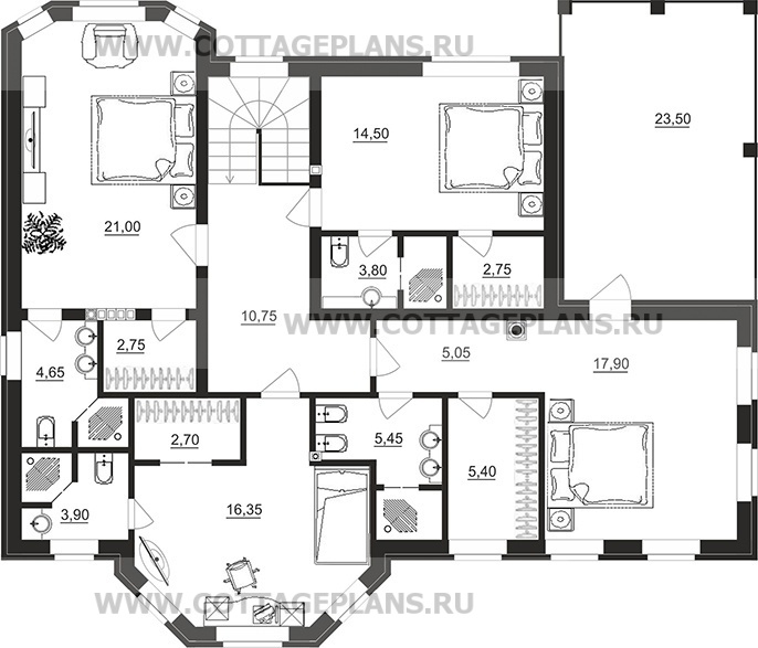 Поэтажные планы проект дома 76-97 общ. площадь 342,65 м2