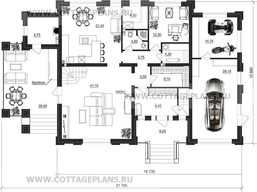 Поэтажные планы проект дома 204-39 общ. площадь 281,05 м2