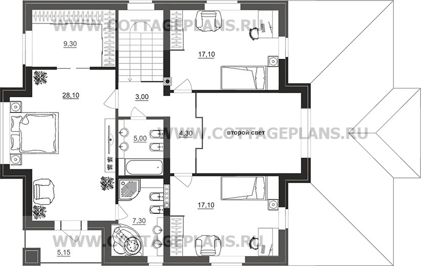 Поэтажные планы проект дома 77-17 общ. площадь 197,40 м2