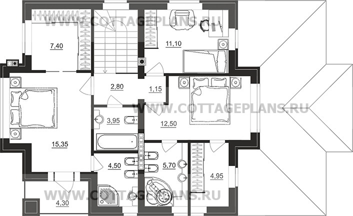 Поэтажные планы проект дома 201-47 общ. площадь 216,45 м2