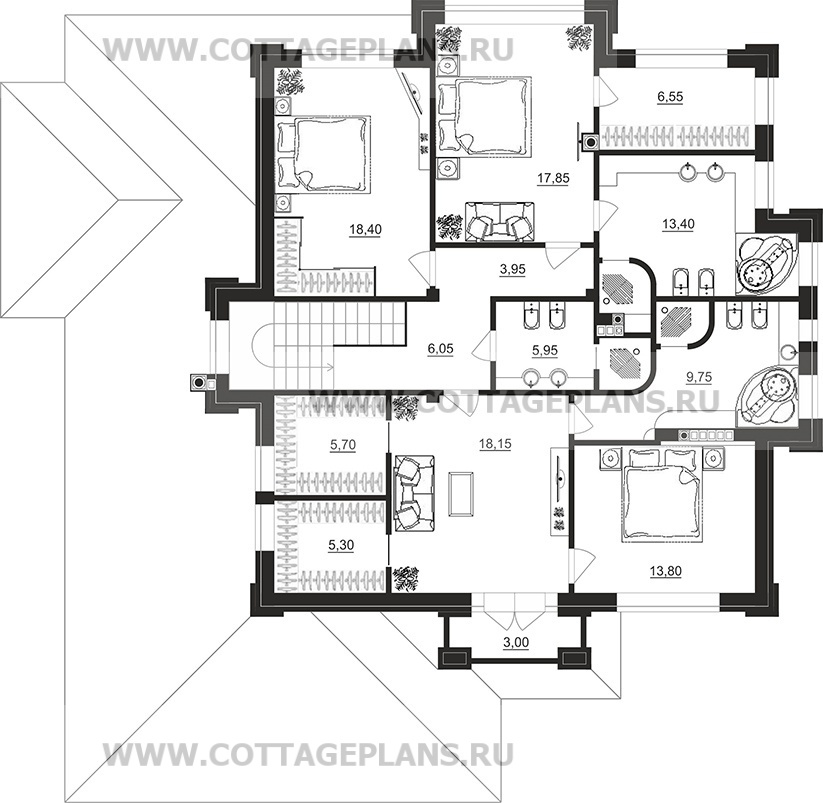 Поэтажные планы проект дома 103-05 общ. площадь 450,80 м2