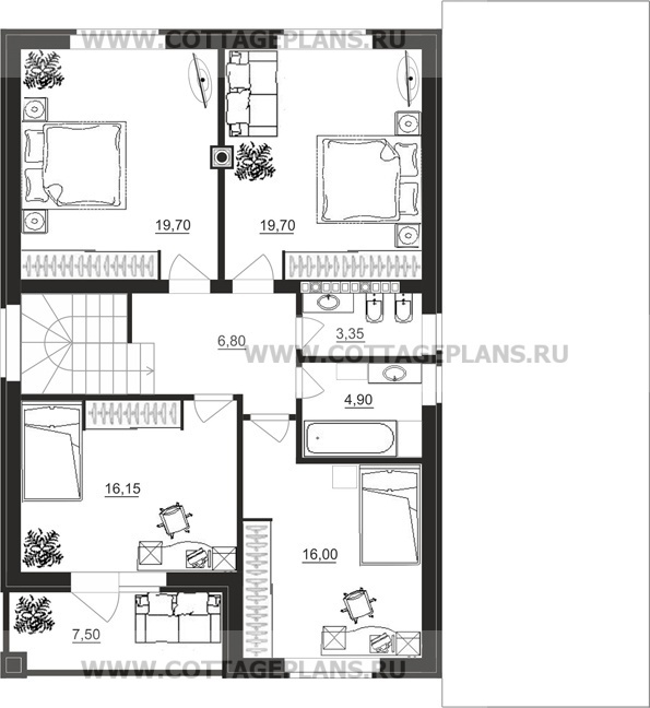 Поэтажные планы проект дома 89-59 общ. площадь 253,90 м2