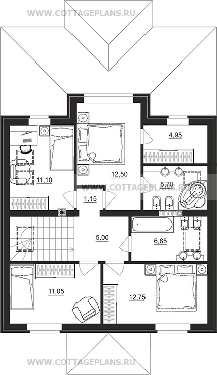 Поэтажные планы проект дома 77-82 общ. площадь 141,50 м2