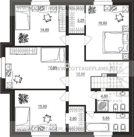 Поэтажные планы проект дома 14-09 общ. площадь 215,50 м2