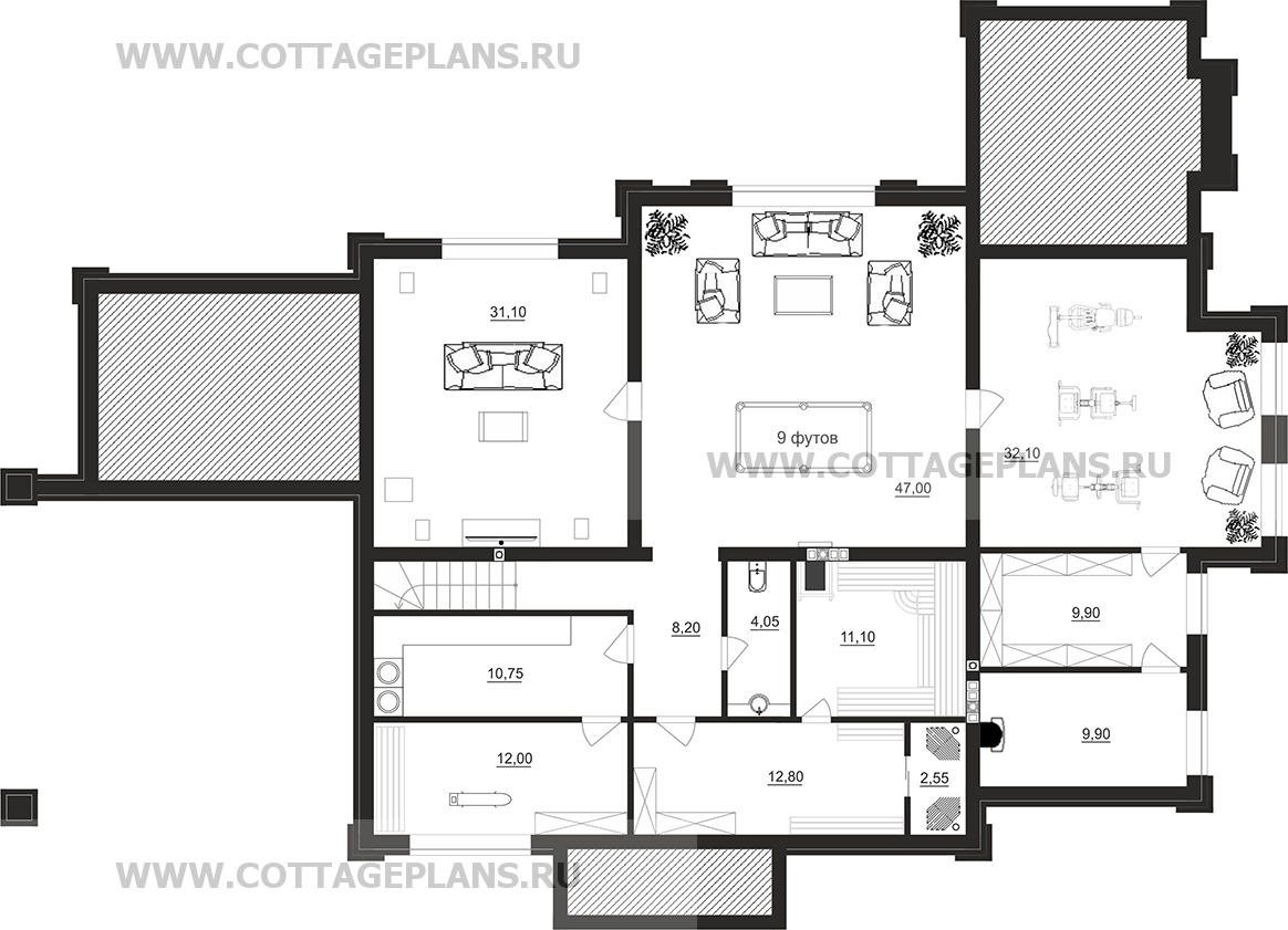 Поэтажные планы проект дома 103-77 общ. площадь 529,4 м2